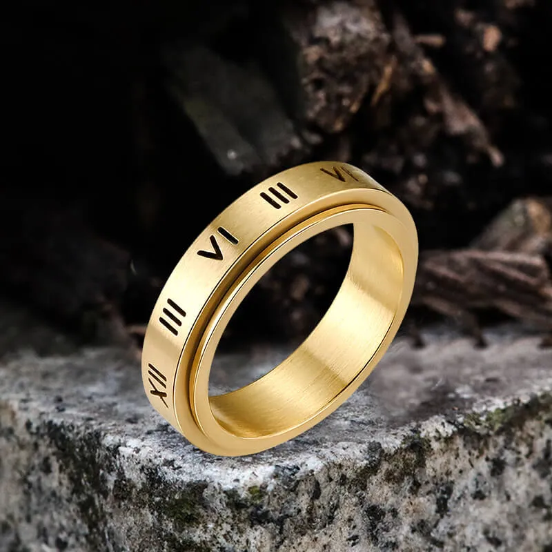 Simple Roman Numeral Stainless Steel Spinner Ring sold by GTHIC product image thumbnail 4