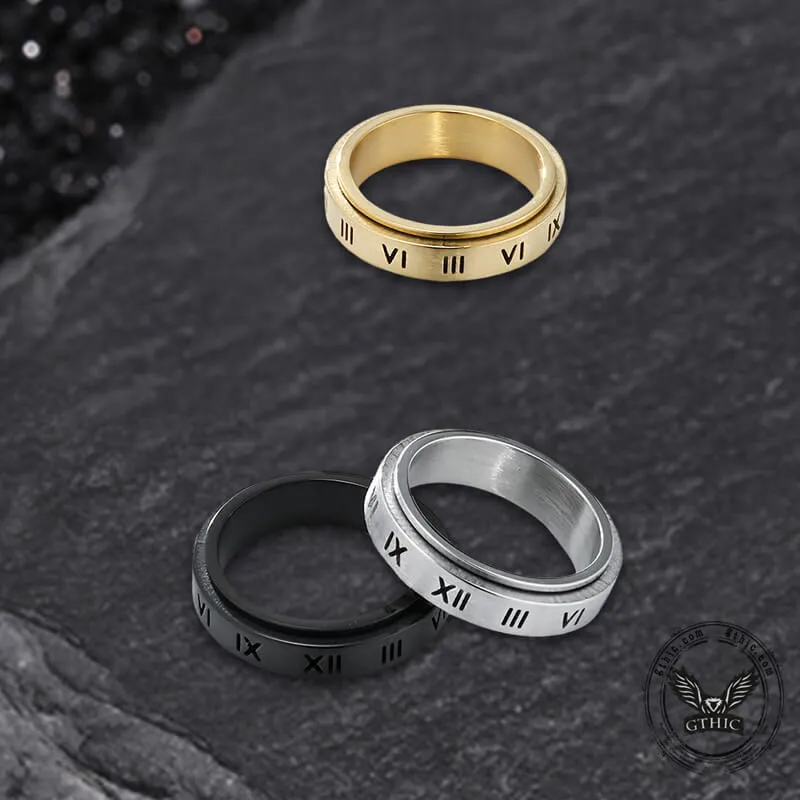 Simple Roman Numeral Stainless Steel Spinner Ring sold by GTHIC