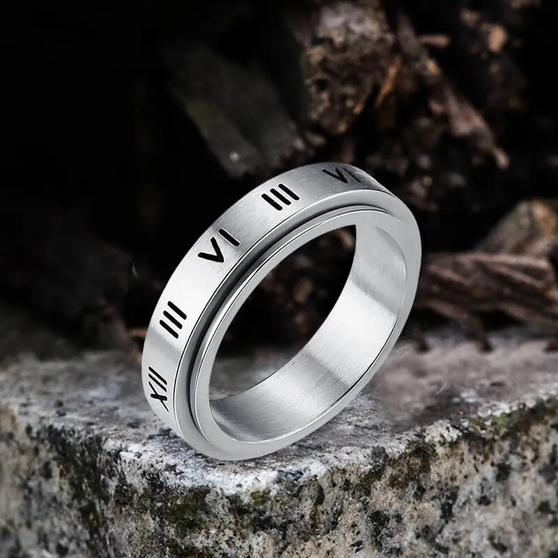 Simple Roman Numeral Stainless Steel Spinner Ring sold by GTHIC product image thumbnail 3
