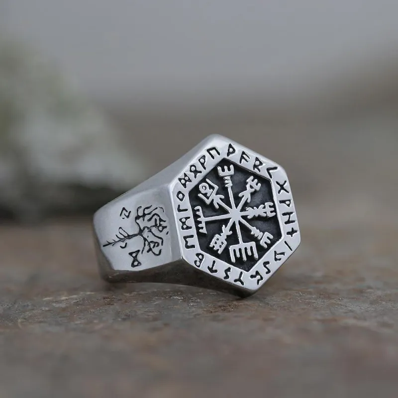 Valknut Compass Stainless Steel Viking Ring sold by GTHIC