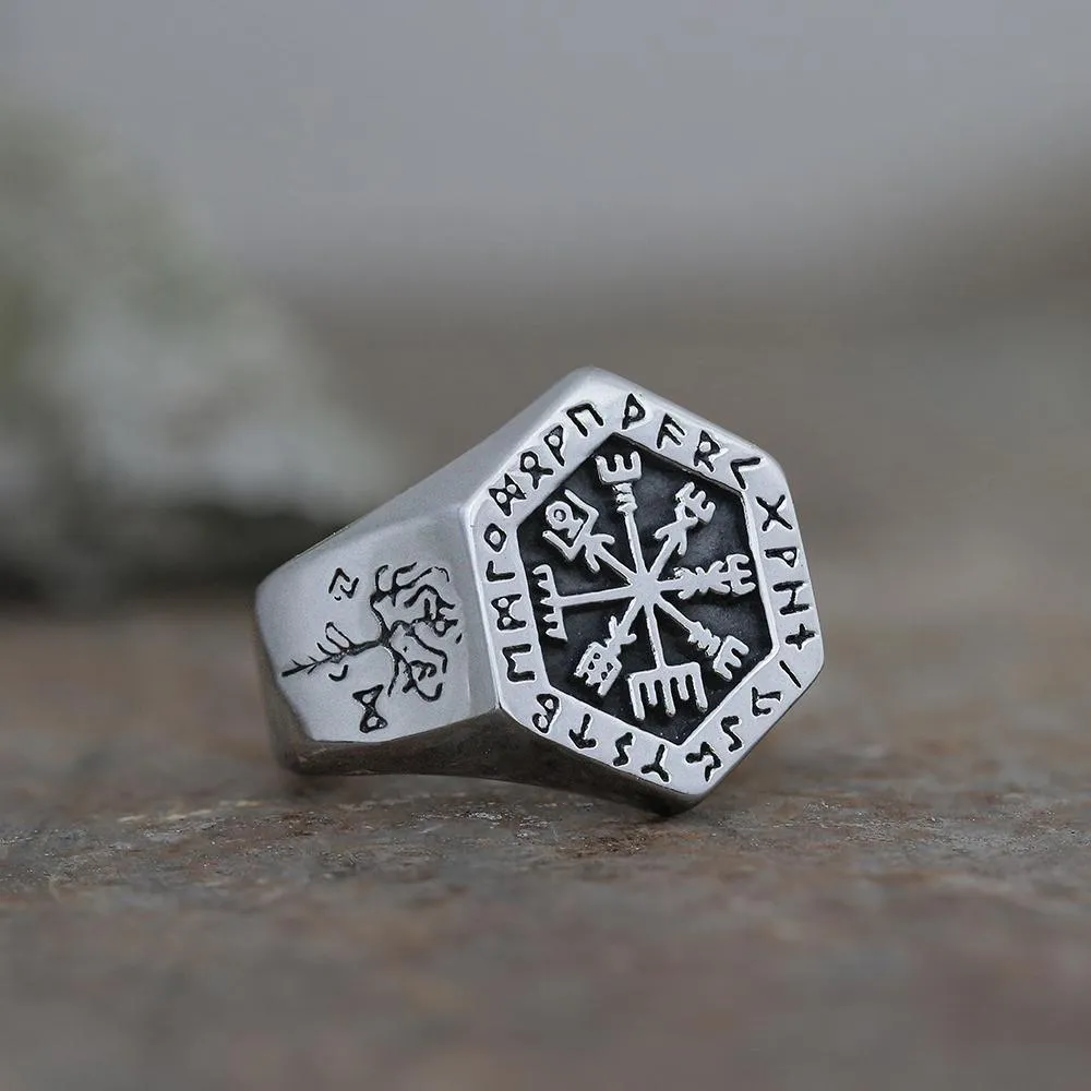Valknut Compass Stainless Steel Viking Ring sold by GTHIC