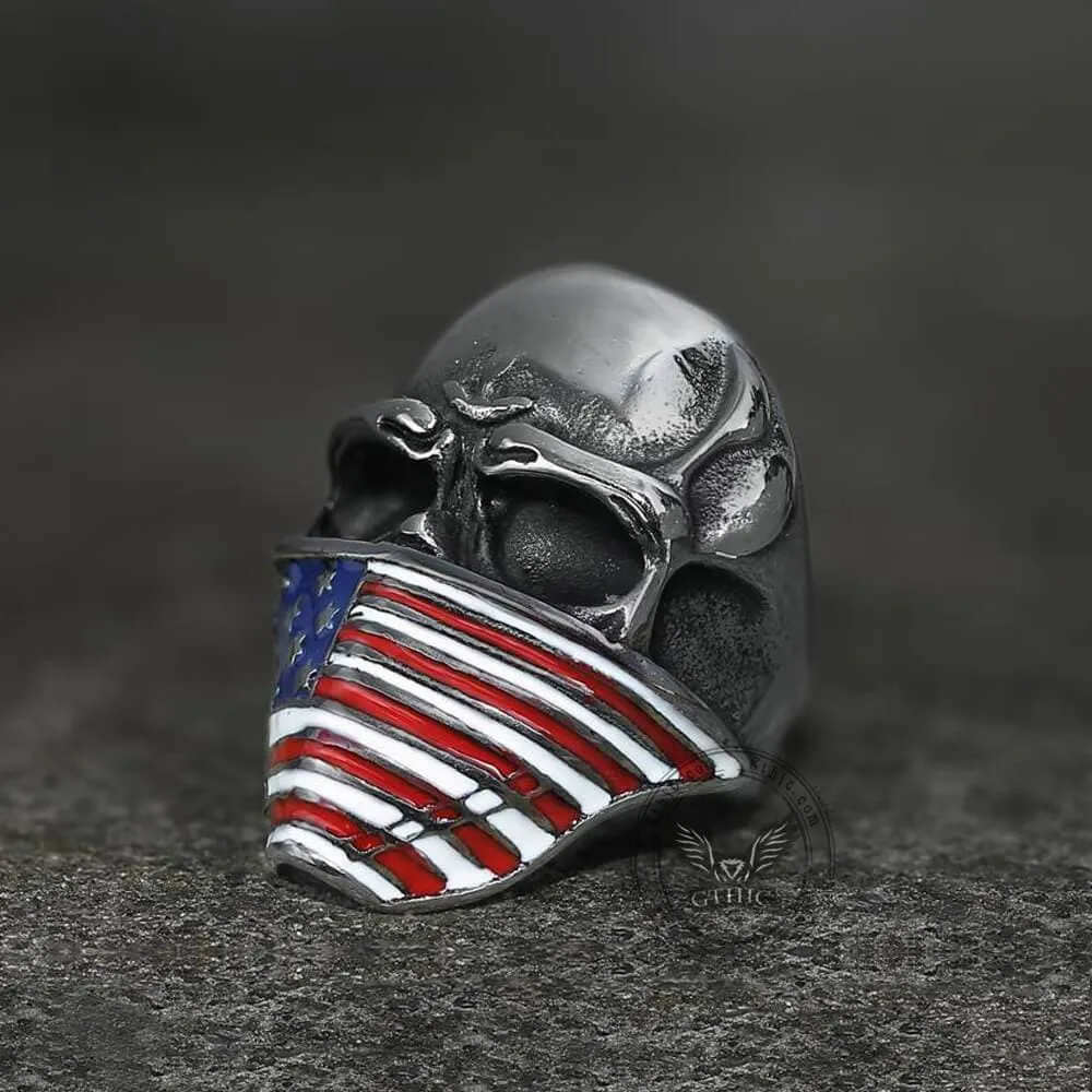 American Flag Stainless Steel Skull Ring sold by GTHIC product image thumbnail 3
