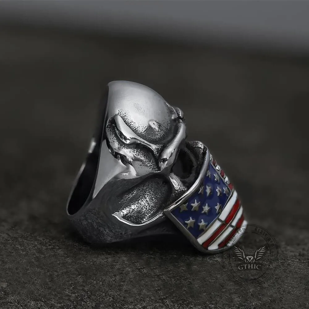 American Flag Stainless Steel Skull Ring sold by GTHIC product image thumbnail 5