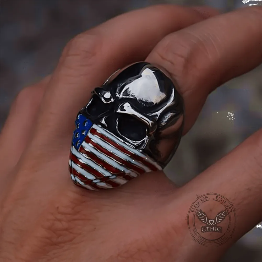 American Flag Stainless Steel Skull Ring sold by GTHIC product image thumbnail 2