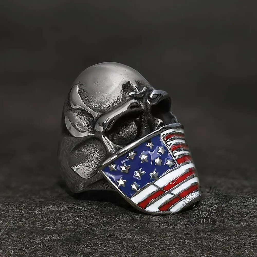 American Flag Stainless Steel Skull Ring sold by GTHIC product image thumbnail 4