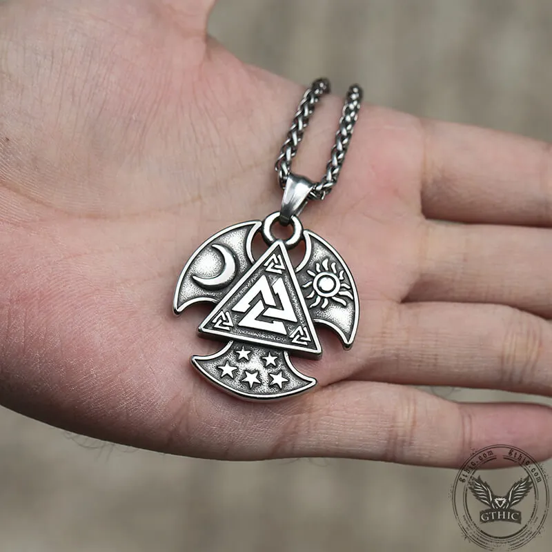 Sun Moon Valknut Stainless Steel Viking Pendant sold by GTHIC product image thumbnail 3