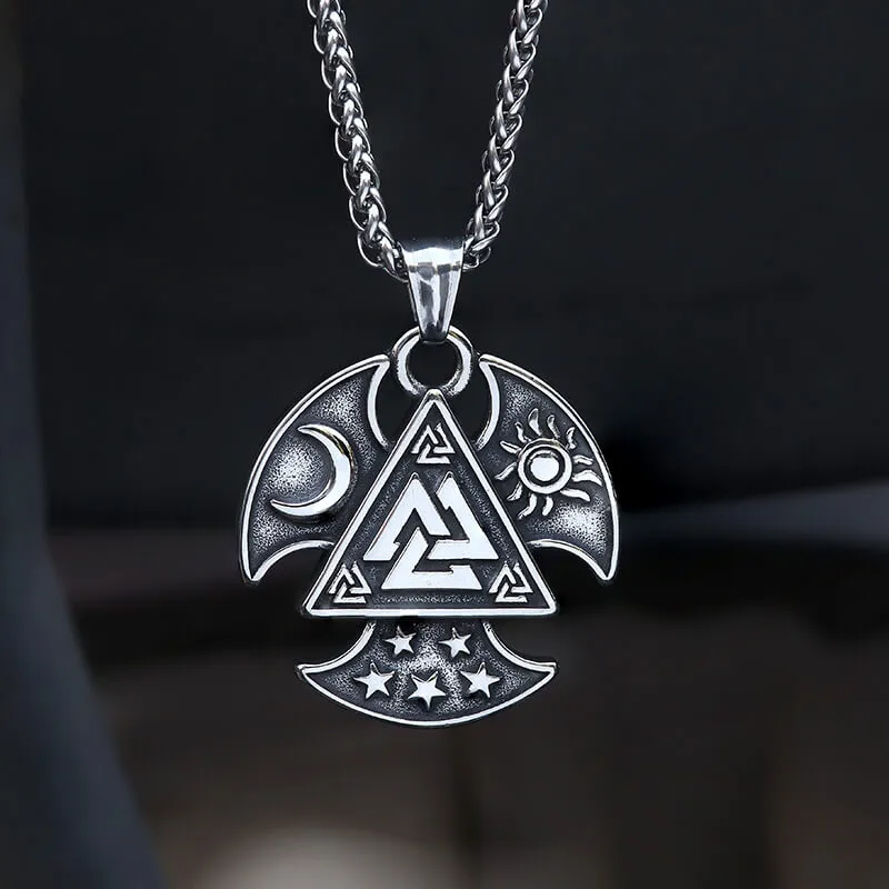 Sun Moon Valknut Stainless Steel Viking Pendant sold by GTHIC product image thumbnail 5