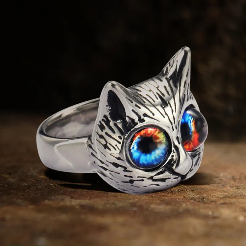 Gem-Eye Cat Head Stainless Steel Ring sold by GTHIC product image thumbnail 3