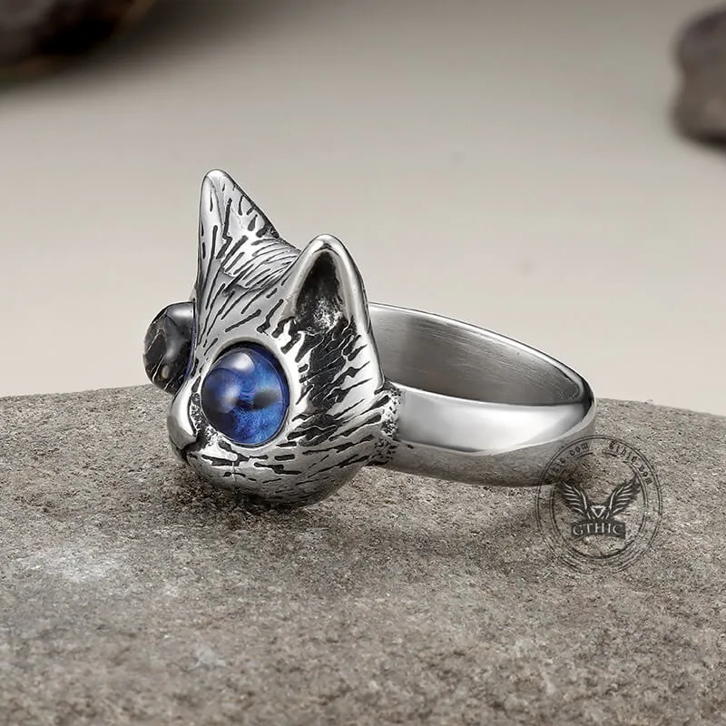 Gem-Eye Cat Head Stainless Steel Ring sold by GTHIC product image thumbnail 5