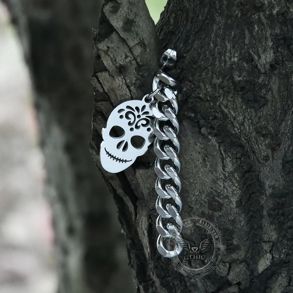 Sugar Skull Chunky Chain Link Stainless Steel Earrings sold by GTHIC product image thumbnail 5