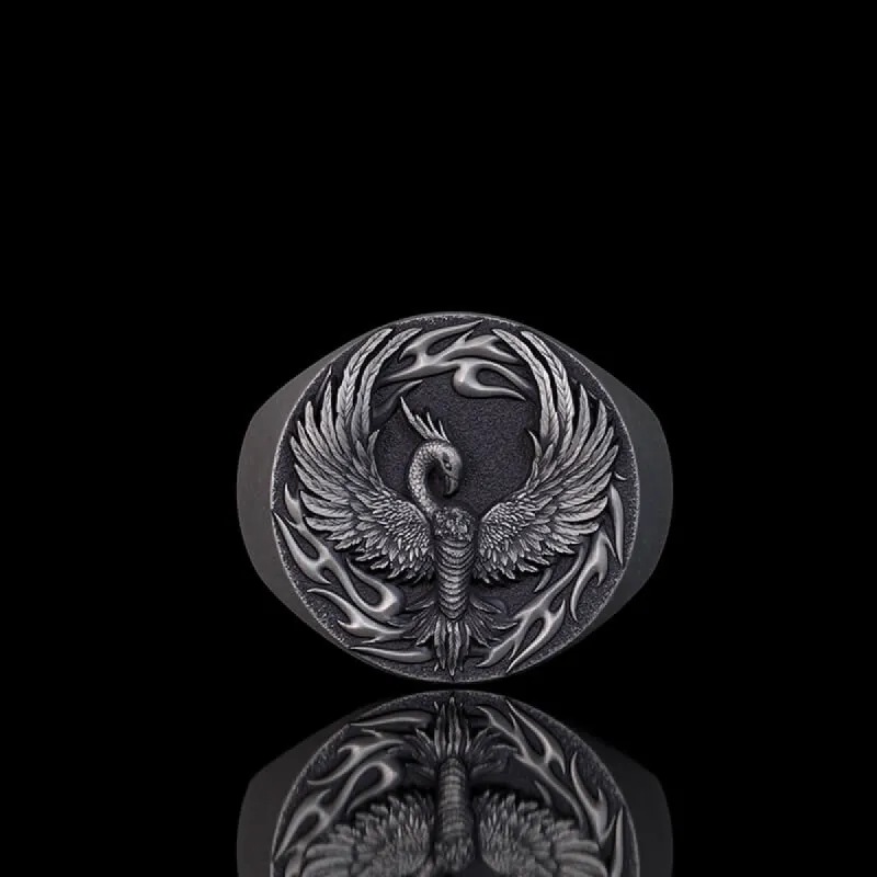Phoenix Flame Pattern Sterling Silver Ring sold by GTHIC