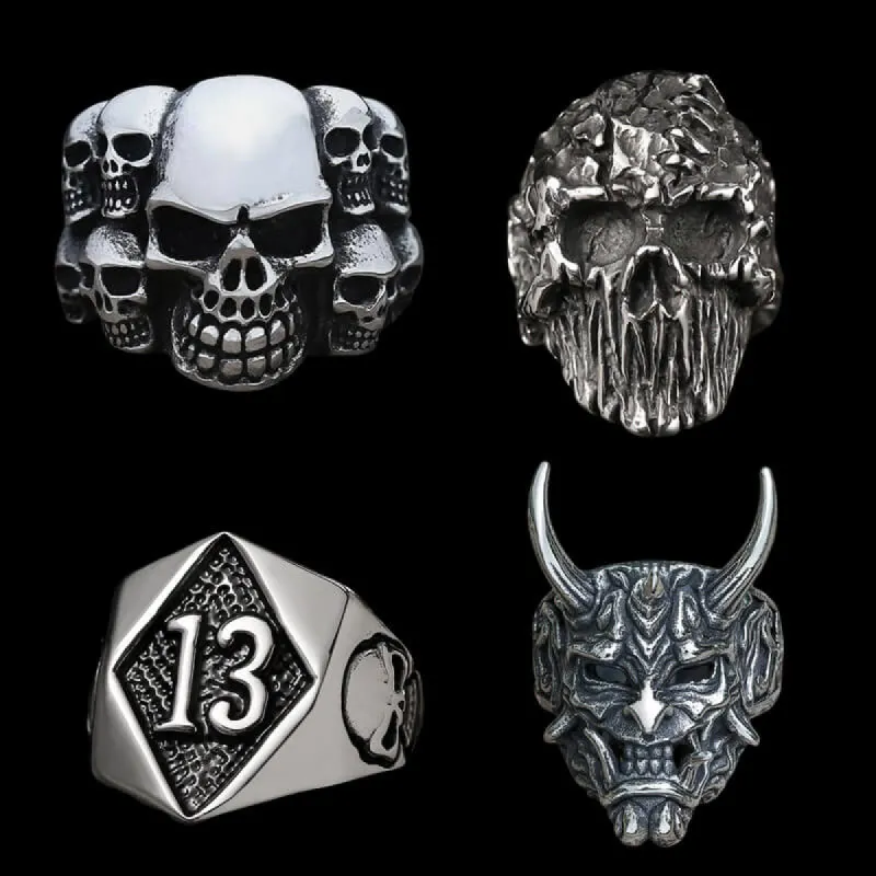 4 Pcs Devil Skulls Rings Set sold by GTHIC