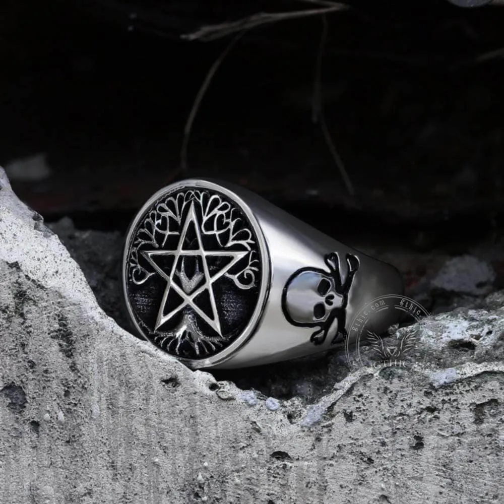 Pentagram Tree of Life Stainless Steel Viking Ring sold by GTHIC product image thumbnail 4