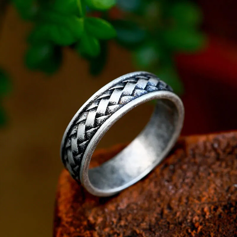 Retro Braided Stainless Steel Band Ring sold by GTHIC