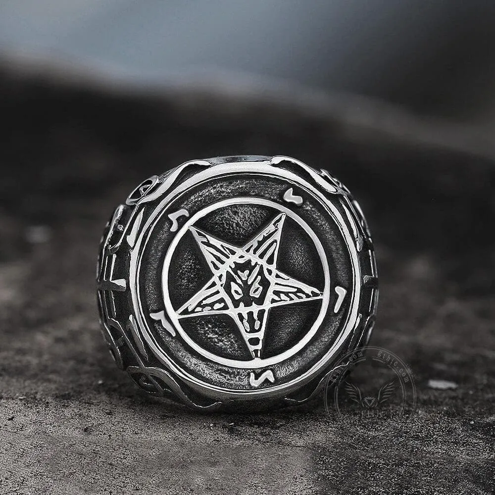 Sigil of Baphomet Stainless Steel Satan Ring sold by GTHIC