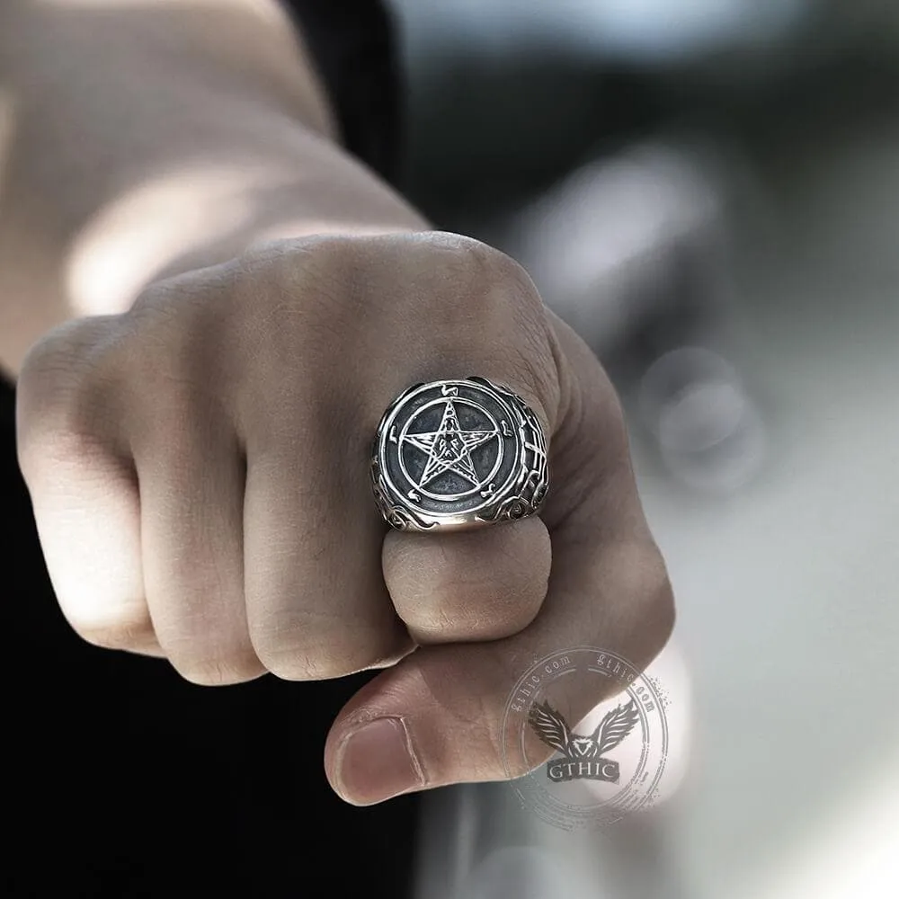 Sigil of Baphomet Stainless Steel Satan Ring sold by GTHIC product image thumbnail 2