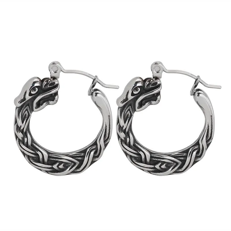 Punk Viking Dragon Stainless Steel Stud Earrings sold by GTHIC product image thumbnail 3