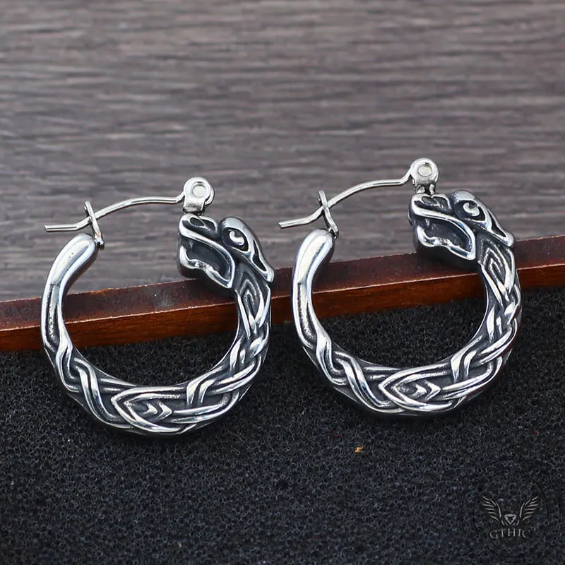 Punk Viking Dragon Stainless Steel Stud Earrings sold by GTHIC product image thumbnail 2