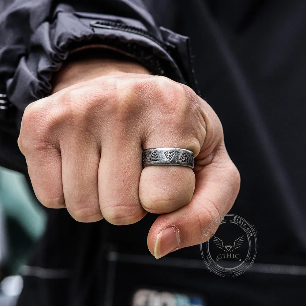 Valknut and Runes Stainless Steel Viking Ring sold by GTHIC product image thumbnail 2