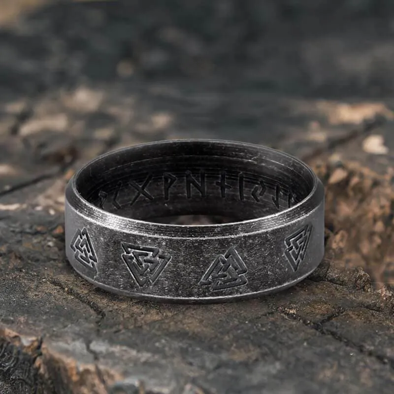 Valknut and Runes Stainless Steel Viking Ring sold by GTHIC product image thumbnail 4