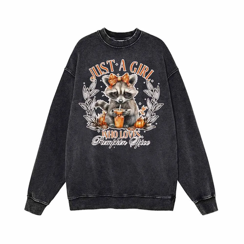 Just A Girl Raccoon Vintage Washed Hoodie Sweatshirt sold by GTHIC product image thumbnail 2