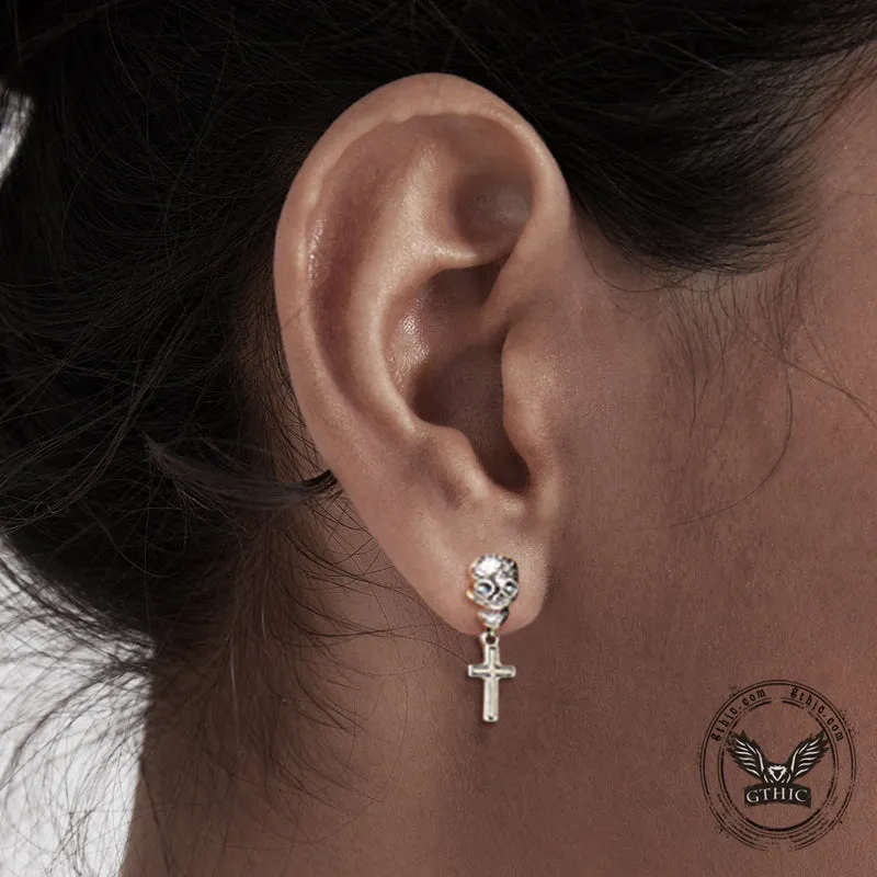 Skull Cross Sterling Silver Asymmetric Stud Earrings sold by GTHIC product image thumbnail 2
