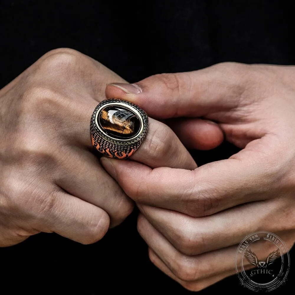 Natural Stone Flame Stainless Steel Ring sold by GTHIC product image thumbnail 2