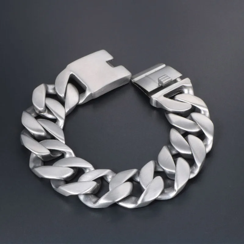 Simple Cuban Chain Buckle Stainless Steel Bracelet sold by GTHIC