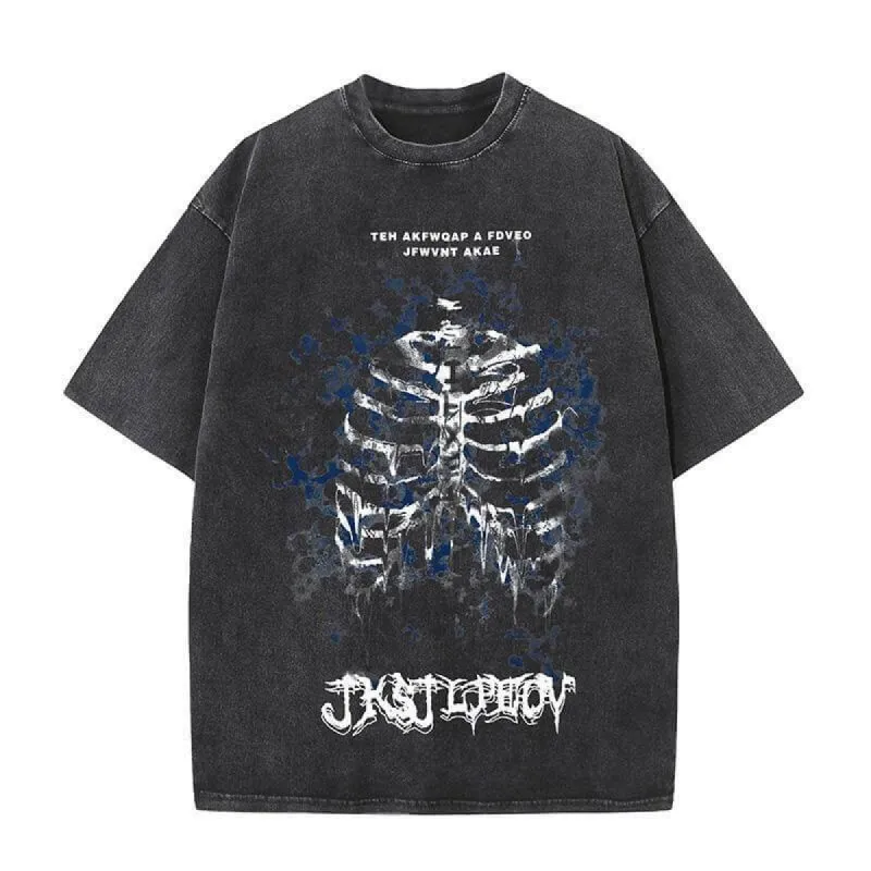 Goth Skull Graffiti Print Casual T-shirt sold by GTHIC