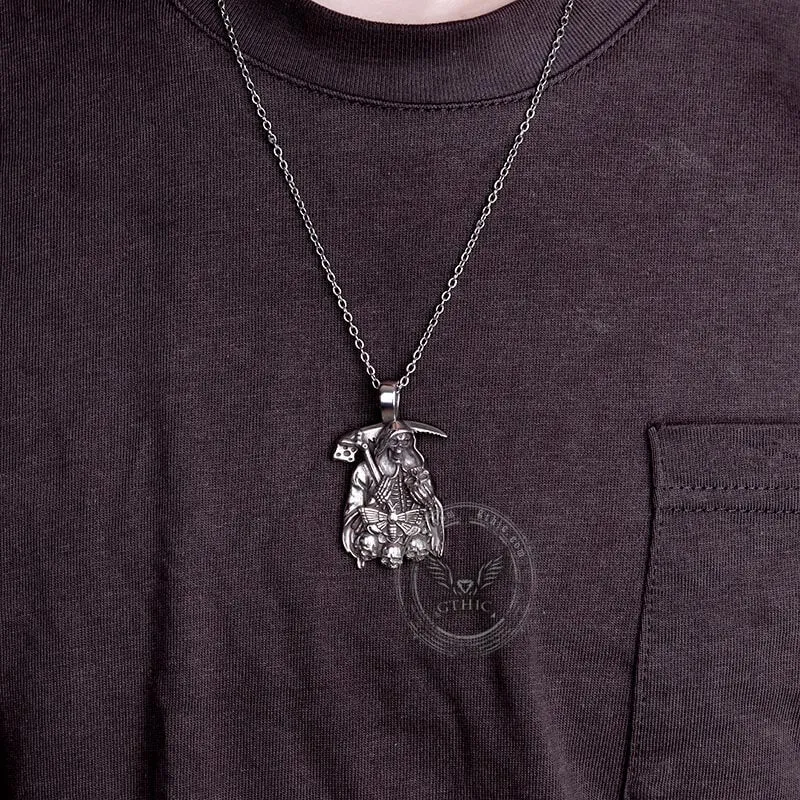 Grim Reaper Moth Stainless Steel Skull Pendant sold by GTHIC product image thumbnail 2
