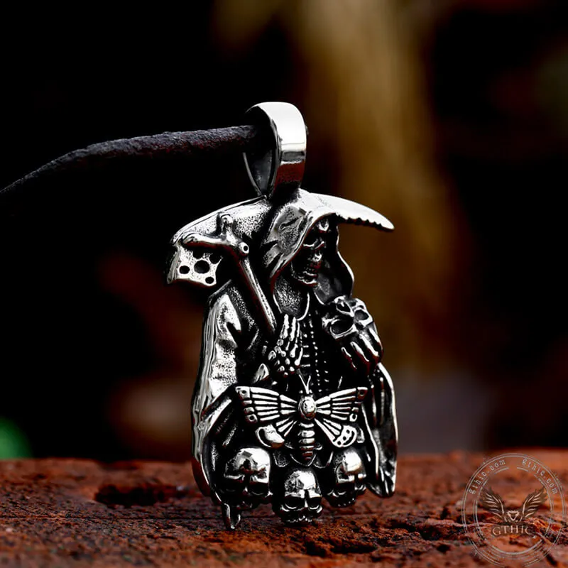 Grim Reaper Moth Stainless Steel Skull Pendant sold by GTHIC product image thumbnail 4