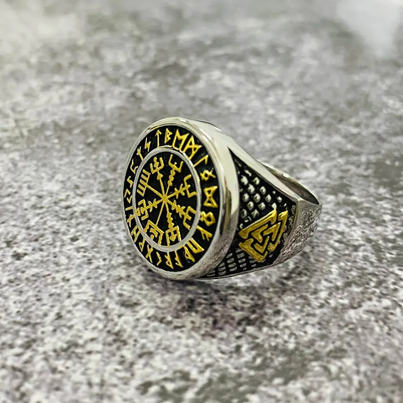 Futhark Runes Compass Sterling Silver Viking Ring sold by GTHIC product image thumbnail 2