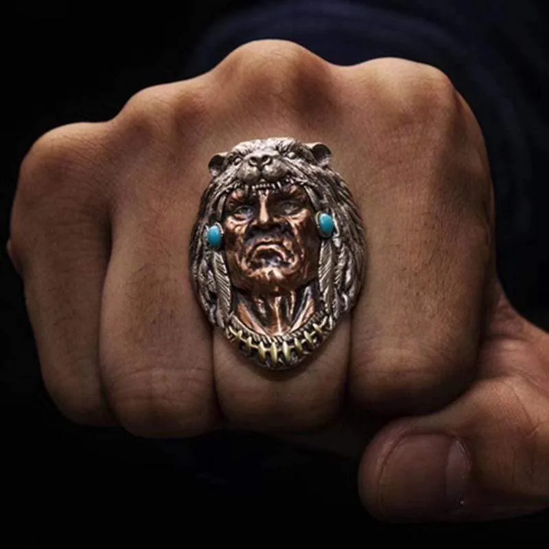 Indian Warrior Bear Head Sterling Silver Ring sold by GTHIC product image thumbnail 2