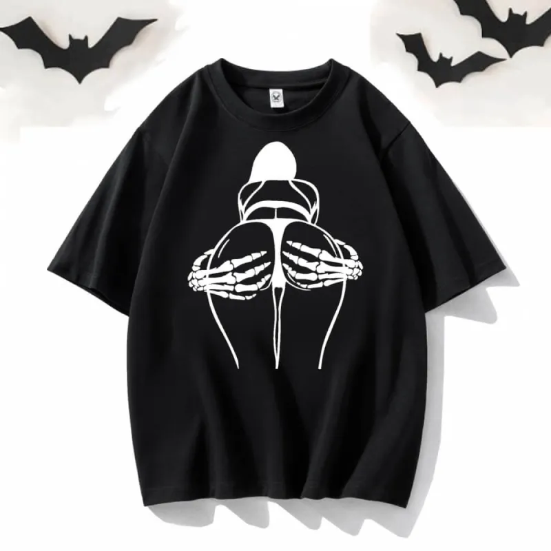 Skeleton Booty Crew Neck Short Sleeve T-shirt sold by GTHIC