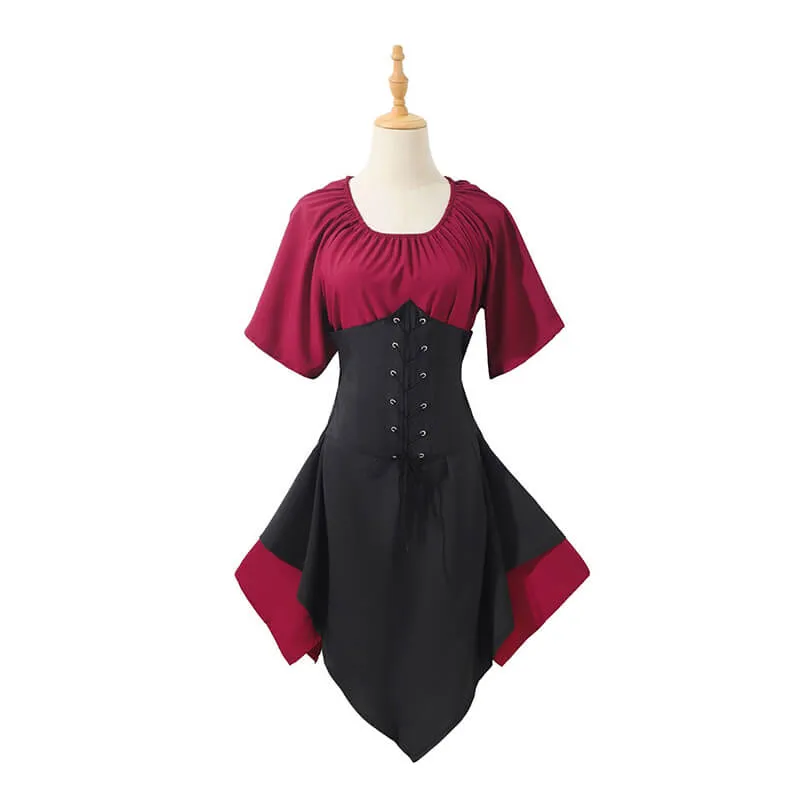 Vintage Renaissance Lace-Up Irregular Hem Mini Dress sold by GTHIC product image thumbnail 3