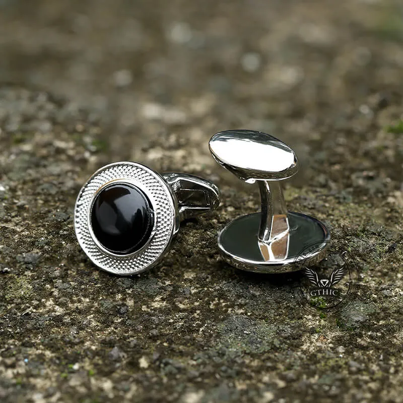 Minimalist Round Onyx Men's Suit Brass Cufflinks sold by GTHIC product image thumbnail 4