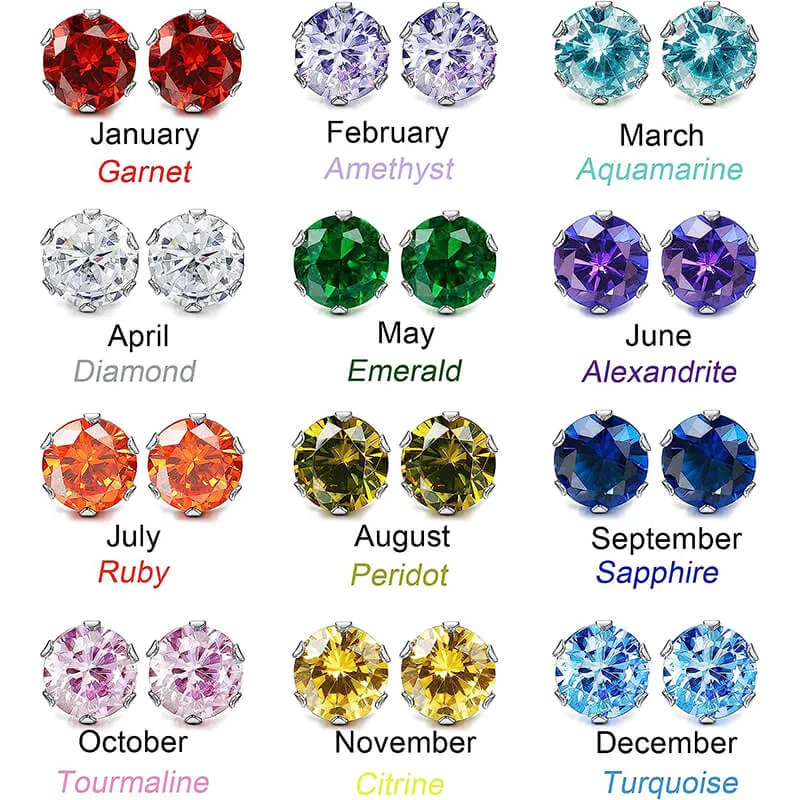 Birthstone Zirconia Stainless Steel Stud Earrings sold by GTHIC product image thumbnail 2