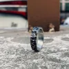 Vintage Hammer Pattern Zircon Inlaid Stainless Steel Ring sold by GTHIC