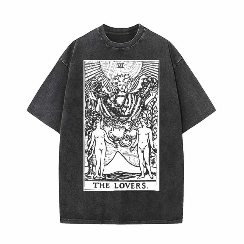 Tarot Card The Lovers Vintage Washed T-shirt sold by GTHIC