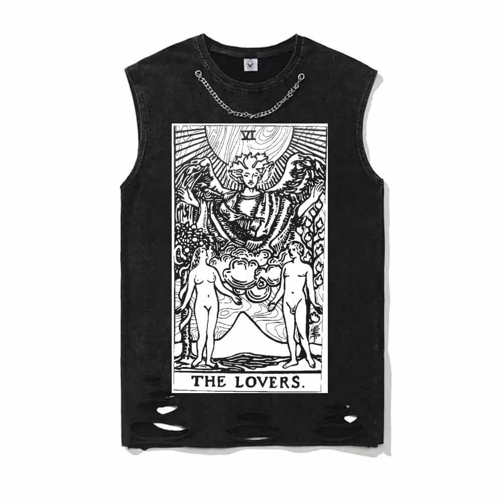 Tarot Card The Lovers Vintage Washed T-shirt Vest Top sold by GTHIC product image thumbnail 2