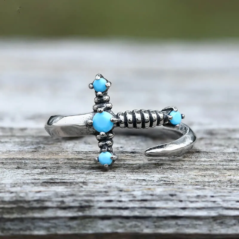 Bent Sword Stainless Steel Gothic Ring sold by GTHIC