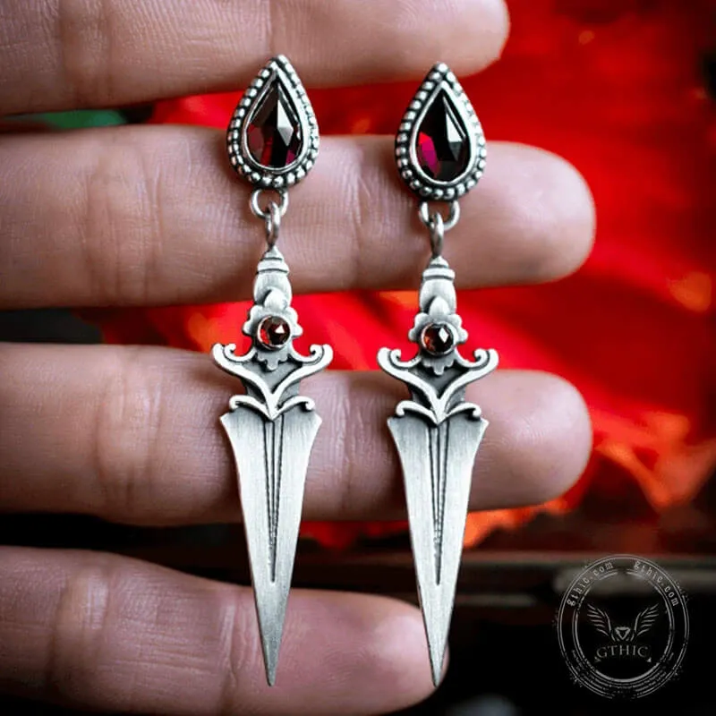 Gothic Red Zircon Dagger Alloy Earrings sold by GTHIC product image thumbnail 4