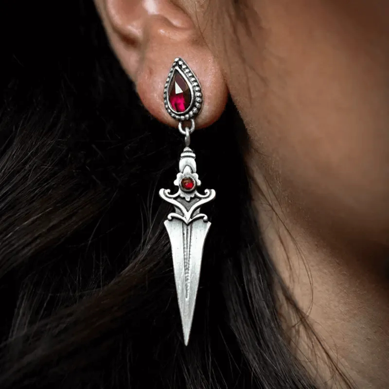 Gothic Red Zircon Dagger Alloy Earrings sold by GTHIC product image thumbnail 2
