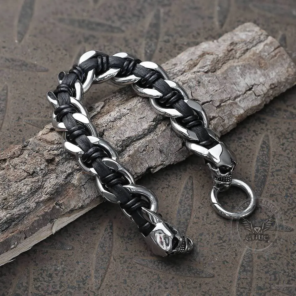 Double Head Skull Buckle Stainless Steel Braided Bracelet sold by GTHIC product image thumbnail 4