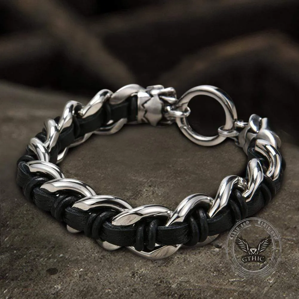 Double Head Skull Buckle Stainless Steel Braided Bracelet sold by GTHIC product image thumbnail 5
