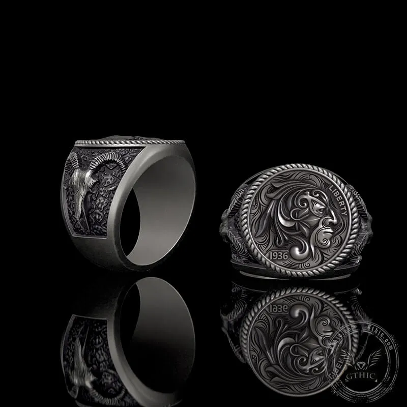 1936 Wild Man Sterling Silver Hobo Nickel Ring sold by GTHIC