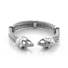 Punk Double Skull Wire Stainless Steel Bracelet sold by GTHIC