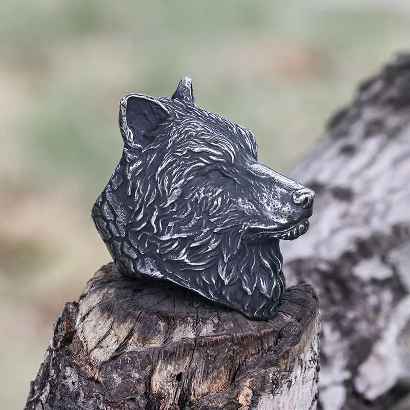 Fenrir Wolf Stainless Steel Viking Ring sold by GTHIC