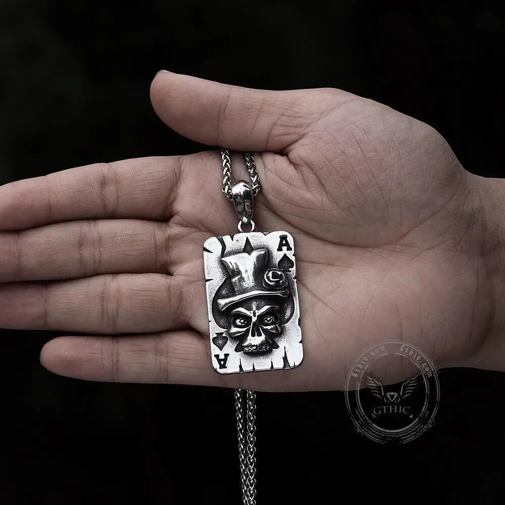 Ace of Spades Stainless Steel Skull Pendant sold by GTHIC product image thumbnail 3