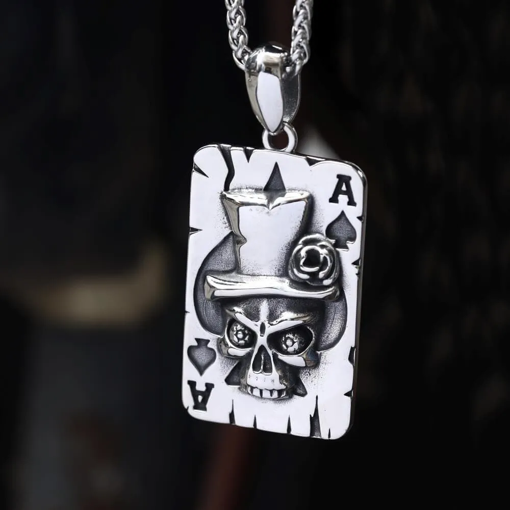Ace of Spades Stainless Steel Skull Pendant sold by GTHIC